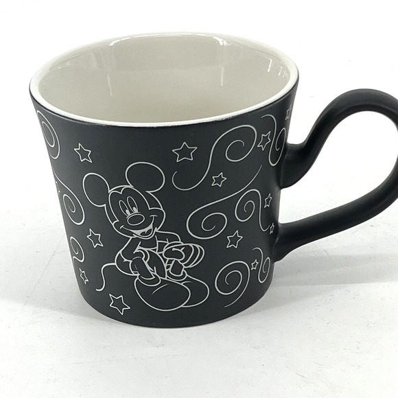 Disney Mickey Mouse Mug Chalkboard Black Swirls Tea Cup - Picture 1 of 7